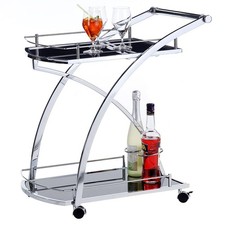 Servierwagen Beistellwagen Teewagen Minibar Servicewagen mit Glasböden schwarz