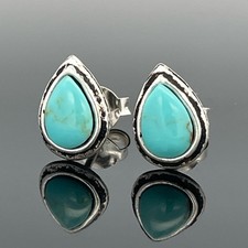 OHRSTECKER 925/- SILBER OXIDIERT MIT TÜRKISIMITAT SCHMUCKJAGD