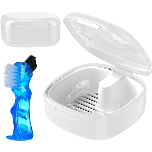 Zahnprothesenbox mit bürste - mit,