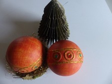 2 Exclusive Weihnachtskugeln orange/gold Keramik? Neu