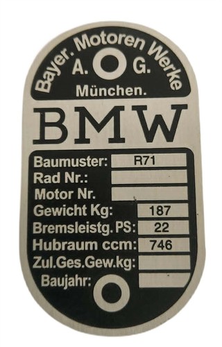 Bmw r71 typenschild - bmw,