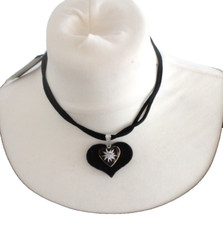 Edelweiß Collier, Trachten Halskette, Trachtenschmuck, Herzanhänger