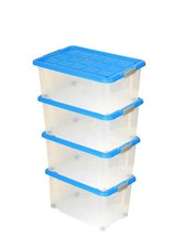 Euroboxen Unibox 4 Stück  60x40x34cm ca. 55 l mit Deckel & Rollen 