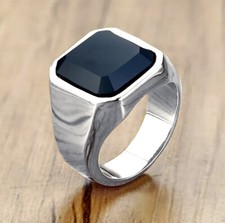 316L EDELSTAHL  *** Onyx Ring