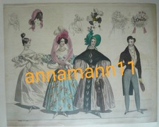 Mode Figurine, 1833 Original Modezeichnungen Radierung o. Stahlstich Kopfschmuck