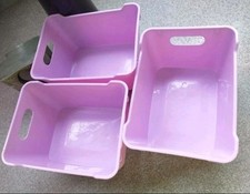 3 Kunststoffbehälter Stapelbar Flieder Mit Eingriffen