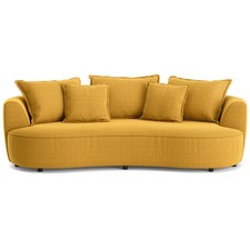 Megasofa - mustard - Velours - mit Kissen Sofa Wohnlandschaft Couch