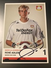 Autogramm Rene ADLER Satzkarte Bayer LEV  07/08 HSV, VfB Leipzig FSV Mainz xyz
