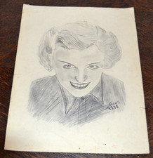 Orig. Bleistiftzeichnung Damenfrisur 1938 signiert Haas
