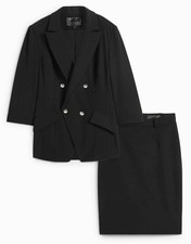 Neu 2-tlg Kostüm: Blazer und Rock Gr. 38 Schwarz Damen-Anzug Business Set