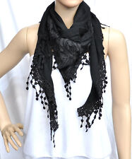 Dreieckstuch Halstuch Tuch Schal Stola Damen Fransen Spitze Faltens​chal Blumen