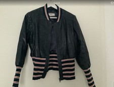 Damen Jacke Leder Blau 36 S