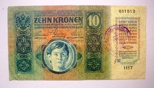 Austria - 10 KRONEN (1915),OVAL STEMPEL CROATIA (BLAU!),siehe Fotos!