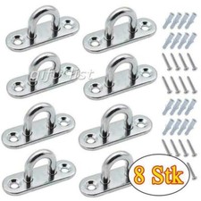8x Edelstahl Augplatte Zurröse Deckenhaken Wandöse Ösenplatte oval mit Zubehör