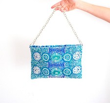 Perlen Pailletten Handtasche Antica Santoria Damen Tasche Blau Türkis Clutch