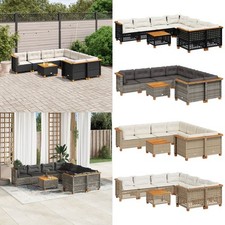 vidaXL 9-tlg. Outdoor Garten-Sofagarnitur mit Kissen Poly Rattan Mehrere Farben