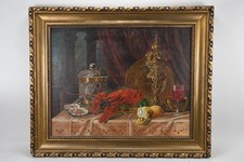 C25P40- Gemälde Stillleben mit Hummer monogrammiert G. S. datiert 1911