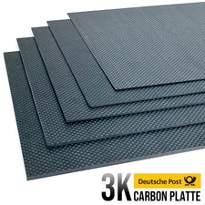 Carbon Platte 0,5mm - 3mm / CFK Kohlefaser / Voll Carbon / Größe wählbar