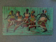 Batik Bild im Glasrahmen, Kunst, Afrika, Kunstwerk Gemälde Bildnis 73x40 cm