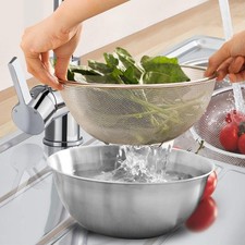 2x Sieb mit Rührschüssel Lebensmittelsieb Sieb Behälter Frischhaltekorb