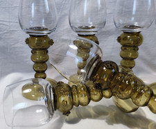 6 Weinrömer Pokale grün 0,1 L Weingläser Römer  antik Vintage Beerennuppen alt