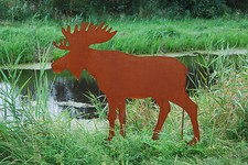 Elch "moose" 100 cm Edelrost Metall Rost Gartenstecker country style Gartendeko