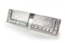 Manschettenknöpfe Handarbeit mit 20 Diamanten 585 Weißgold [BRORS 15746]