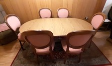 Essecke; mit Tisch inklusive separater Einlegeplatte und 6 Stühlen