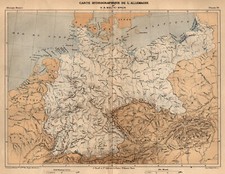 Deutschland Flusskarte Original Lithografie Landkarte Malte-Brun 1885