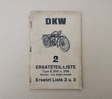 DKW E200 E206 Ersatzteil Liste 2 original Vorkrieg 1926 1927 1928