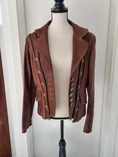 Edle Designer-Damenlederjacke von Dolce & Gabbana, cognacfarben, Gr.36
