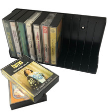 Wittner - Kassettenregal - schwarz für 12 Kompaktkassetten, Vintage, Wandmontage