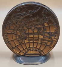 Sparbüchse, Spardose Kupfer in Form einer Weltkugel, Gemeinde-Sparkasse Voerde