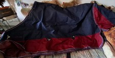 Weidedecke von Equithème 1200D 50g  - marineblau/bordeaux , 125 cm