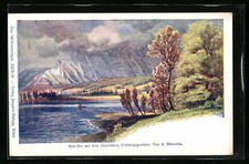 Künstler-AK Anton Hlavacek: Matt-See mit dem Untersberg 