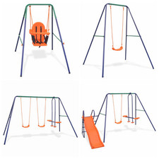 Kinderschaukel Schaukelgerüst Schaukelgestell Gartenschaukel mit Rutsche Orange
