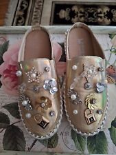 PANTOLETTE DAMEN GOLDFARBEN STRASS HINGUCKER  GR.36
