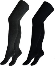 Damen Strumpfhose aus Baumwolle Warm Weich Blickdicht Schwarz Anthrazit S-M-L-XL