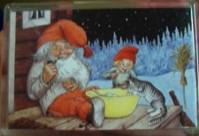 Magnet Acryl Kühlschrankmagnet Weihnacht Trolle mit Kätzchen Rolf Lidberg