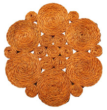 70er Jahre Kult Untersetzer Tischset Platzmatte Bast Sisal orange Space Age