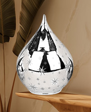 Lumesso edle Deko-Leuchte großer LED Tropfen Sterne Silber Glanz TIMER 22cm