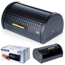 Brotkasten Brotkorb Brotbehälter aus Metall schwarz 38x28,5x18 cm