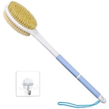 Rückenbürste zum Duschen mit langem Stiel und Naturborsten für feuchte und tr...