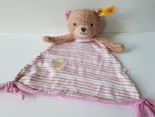 Steiff Teddy Bär Rosa Gestreift Schmusetuch Schnuffeltuch Fahne Knopf Babytuch