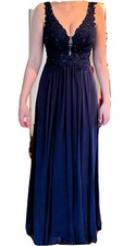 Blaues bodenlanges abendkleid - bodenlanges,