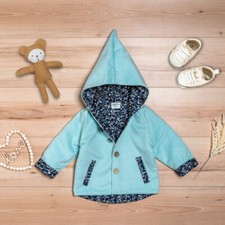 Mädchen Übergangsjacke Fleecejacke mit Wollanteil warm Kapuze Gr 104 cm blau 