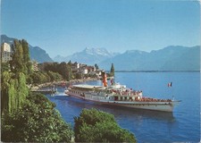 AK / Postkarte  : Raddampfer Simplon - Montreux 1992 - 4x Bordstempel C.G.N. !