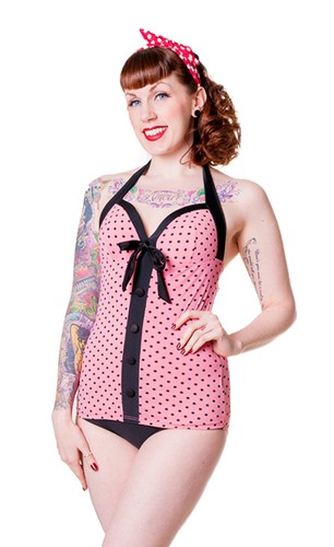 Banned dusty pink polka dots - pink,