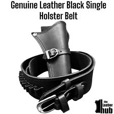 Cowboy Stil Waffe Revolver Einzel Halfter Gürtel Plain Schwarz Leder Hochwertig