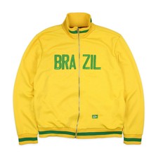Brasilien Vintage Jacke Spellout Gelb Grün Retro Loose